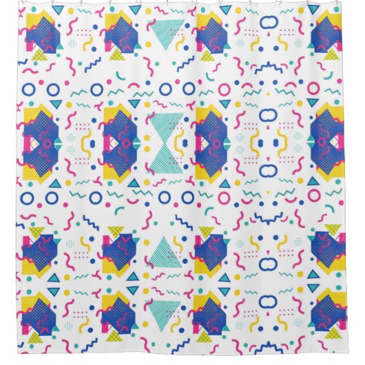 レトロ膜幾何学模様 シャワーカーテン (正面)