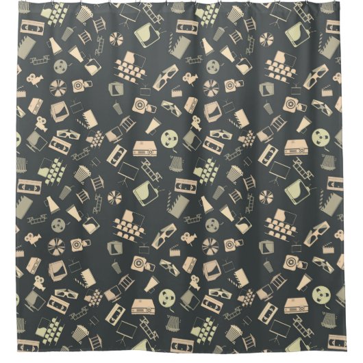 レトロ膜素子パターン シャワーカーテン (正面)