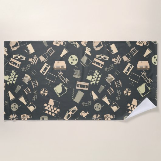 レトロ膜素子パターン ビーチタオル (正面)