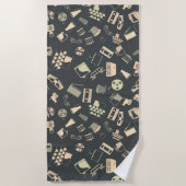 レトロ膜素子パターン ビーチタオル (正面)