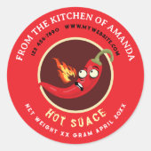 レトロ自家製ホットソースラベルテンプレート ラウンドシール (正面)