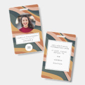 レトロ自然の波線従業員の写真ID バッジ (Front & Back)