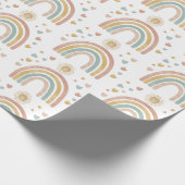 レトロ自然カラー水彩レインボーサンパターン ラッピングペーパー (角)