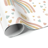 レトロ自然カラー水彩レインボーサンパターン ラッピングペーパー (ロールコーナー)