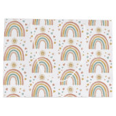 レトロ自然カラー水彩レインボーサンパターン ラージペーパーバッグ (裏面)