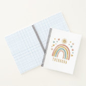 レトロ自然カラー水彩虹と太陽 ノートブック (内部)