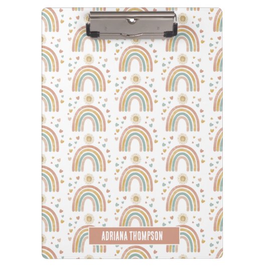 レトロ自然カラー水彩虹の太陽の名前 クリップボード (正面)