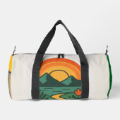 レトロ自然サンセット – ヴィンテージマウンテン ダッフルバッグ (裏面)