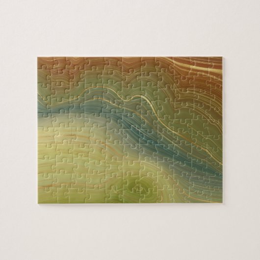 レトロ自然層 |ヴィンテージニュートラルトーンアゲート ジグソーパズル (横)