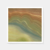 レトロ自然層 |ヴィンテージニュートラルトーンアゲート スタンダードカクテルナプキン (正面)