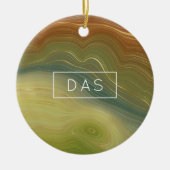 レトロ自然層 |ヴィンテージニュートラルトーンアゲート セラミックオーナメント (正面)