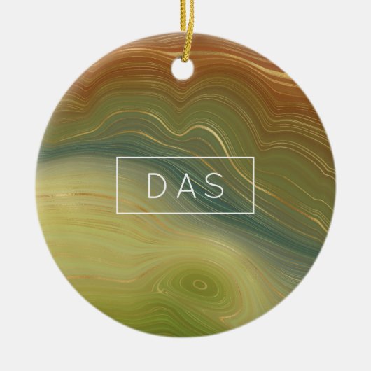 レトロ自然層 |ヴィンテージニュートラルトーンアゲート セラミックオーナメント (正面)