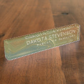 レトロ自然層 |ヴィンテージニュートラルトーンアゲート デスクネームプレート (側面)