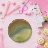 レトロ自然層 |ヴィンテージニュートラルトーンアゲート ペーパープレート (パーティー)