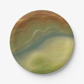 レトロ自然層 |ヴィンテージニュートラルトーンアゲート ペーパープレート (正面)