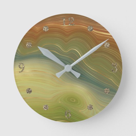 レトロ自然層 |ヴィンテージニュートラルトーンアゲート ラウンド壁時計 (正面)