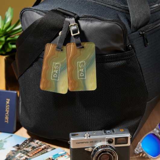 レトロ自然層 |ヴィンテージ中性瑪瑙カスタム ラゲッジタグ (正面&裏面)