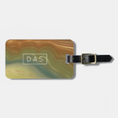 レトロ自然層 |ヴィンテージ中性瑪瑙カスタム ラゲッジタグ (正面横)