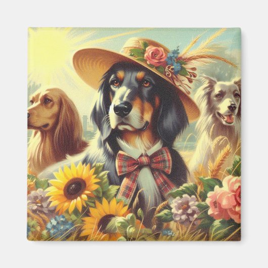 レトロ自然犬 マグネット (正面)