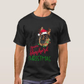レトロ自身のドイツメリーシェパードクリスマ Tシャツ (正面)