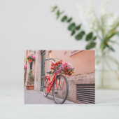 レトロ自転車とフローラはがき ポストカード (スタンド正面)