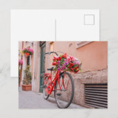 レトロ自転車とフローラはがき ポストカード (正面/裏面)