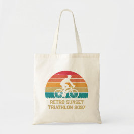 レトロ自転車サイクリング日没 トライアスロンTシャツ トートバッグ