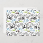 レトロ自転車パターン ポストカード (正面/裏面)