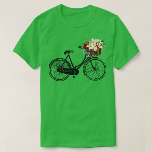 レトロ自転車ヴィンテージ自転車花籠クルーザー Tシャツ (デザイン正面)
