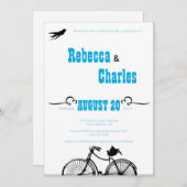 レトロ自転車婚約パーティ招待状 招待状 (正面/裏面)