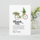 レトロ自転車 クリスマスツリー クリスマス ウェディング サンキューカード (スタンド正面)