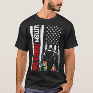 レトロ自閉症独身のパパベアアメリカ国旗のアワレネ Tシャツ