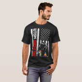レトロ自閉症独身のパパベアアメリカ国旗のアワレネ Tシャツ (正面フル)