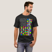 レトロ自閉症継母アメリカ国旗ラブ自閉症Awa Tシャツ (正面フル)