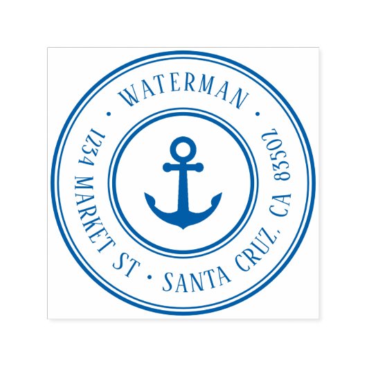 レトロ航海のいかりラウンド差出人住所 セルフインキングスタンプ (デザイン)