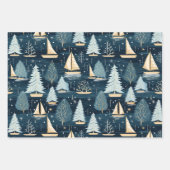 レトロ航海のクリスマスパターン ラッピングペーパーシート (正面3)