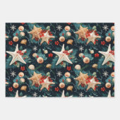 レトロ航海のクリスマスパターン ラッピングペーパーシート (正面2)