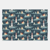 レトロ航海のクリスマスパターン ラッピングペーパーシート (正面)