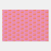 レトロ航海のピンクオレンジ色の船セーリングボート ラッピングペーパーシート (正面)