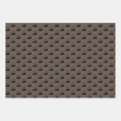 レトロ航海のブラウンと黒船帆船 ラッピングペーパーシート (正面3)