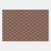 レトロ航海のブラウンオレンジ色の船セーリングボート ラッピングペーパーシート (正面3)