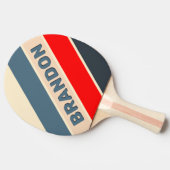 レトロ航海のレはっきりしたインボーストライプのン（名前） 卓球ラケット (横)
