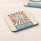 レトロ航空空軍戦闘機飛行機 コースター (左側)