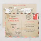 レトロ航空郵便はがき招待状 招待状 (正面/裏面)