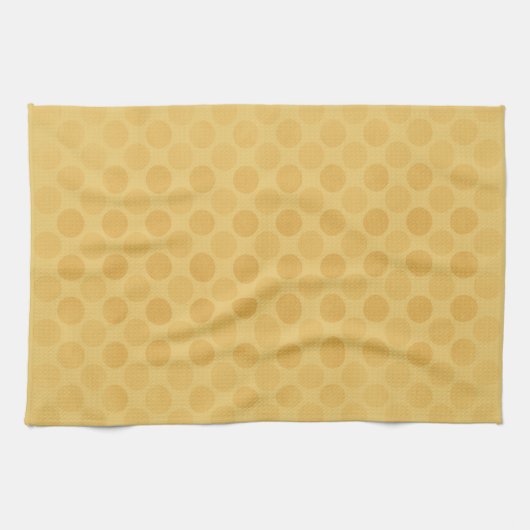 レトロ色あせた黄色い円パターン キッチンタオル (横)