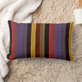 レトロ色のストライプパターン ランバークッション (ブランケット)