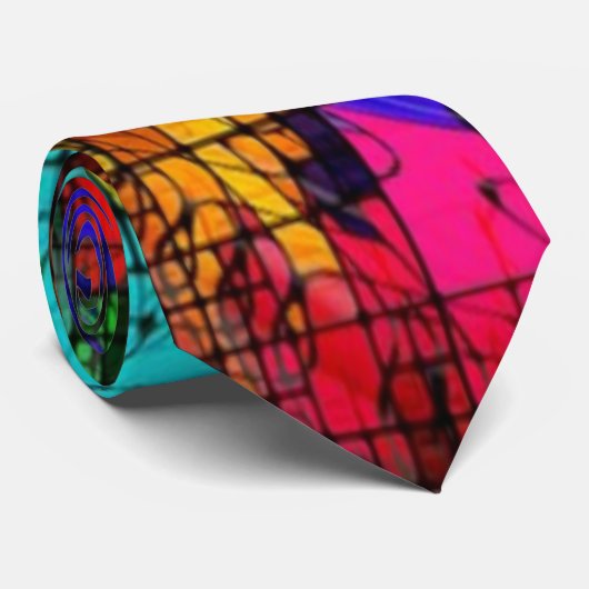 "レトロ色のブロックの抽象芸術"のオレンジ青いおもしろいの人 ネクタイ (ロール)