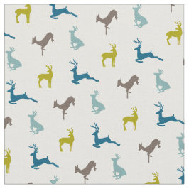 レトロ色の情報通のシカパターン ファブリック