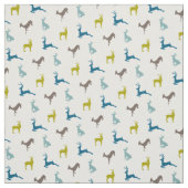 レトロ色の情報通のシカパターン ファブリック (見本)