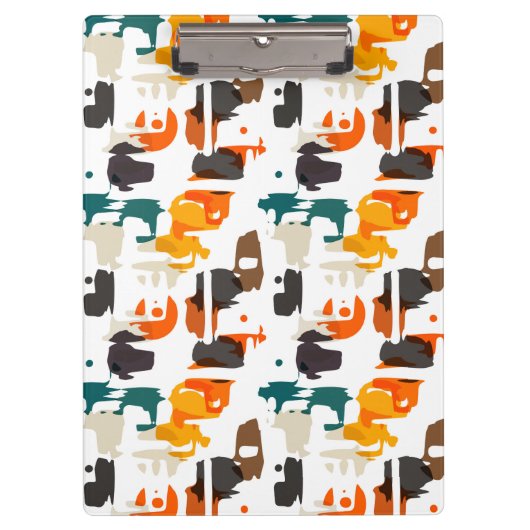 レトロ色の抽象デザインの形 クリップボード (正面)